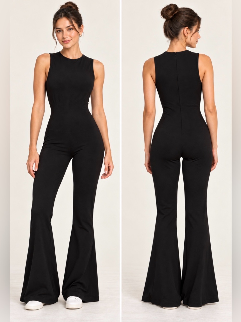 OQQ Ribbed Athletic Jumpsuit Size XL Black